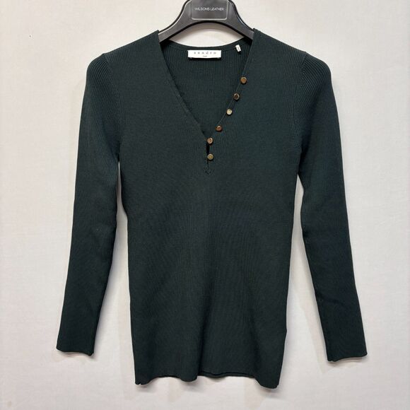 Sandro Paris Women Knit Elastic Olga Sweater Top Size 2 Stretch C008 -24 - Picture 1 of 16